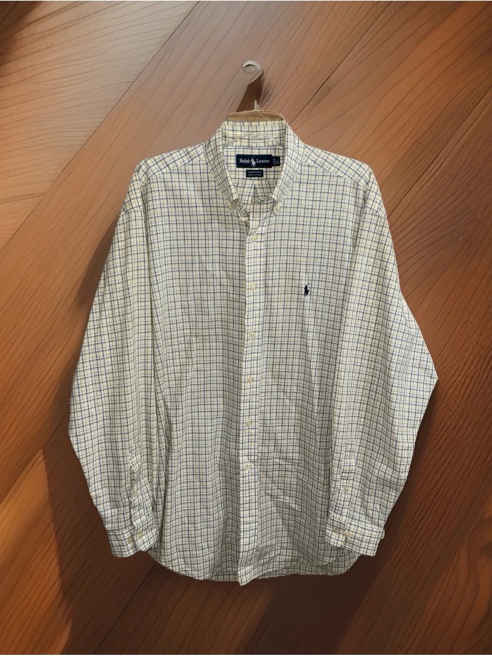 Ralph Lauren Men’s Yellow & Blue Plaid Button-Down Shirt-16.5:34/35-EC